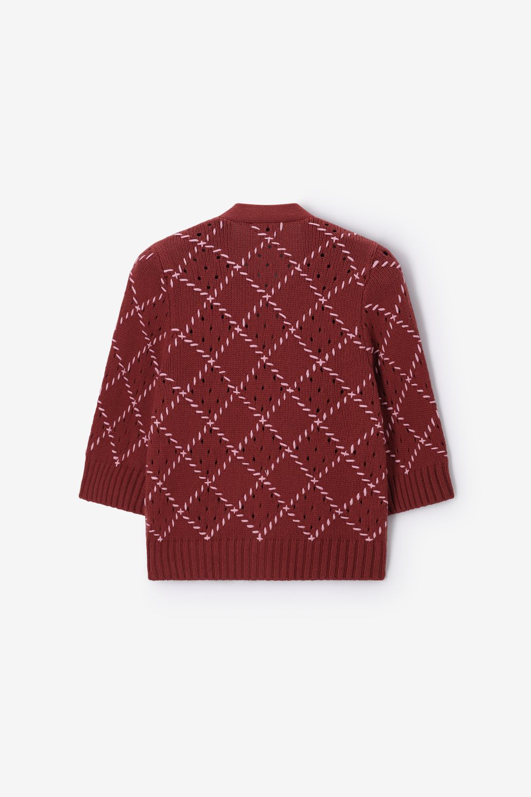 Donkerrood vest met ruit patroon