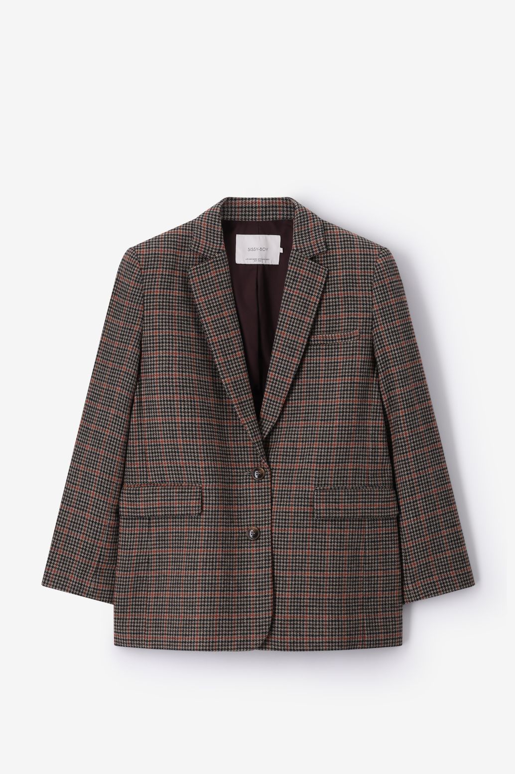 Blazer à carreaux en laine - marron foncé