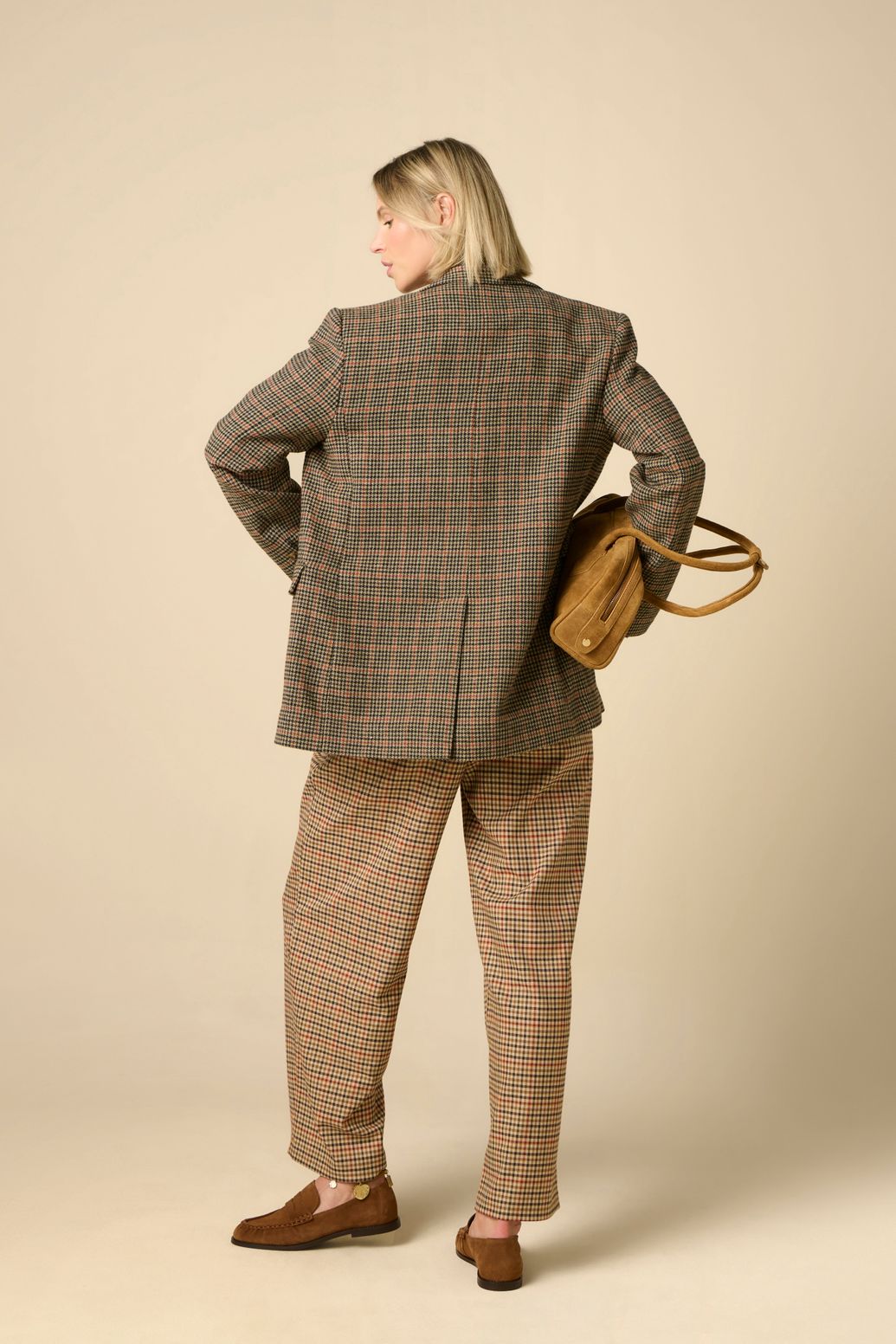 Karierter Wollblazer - dunkelbraun