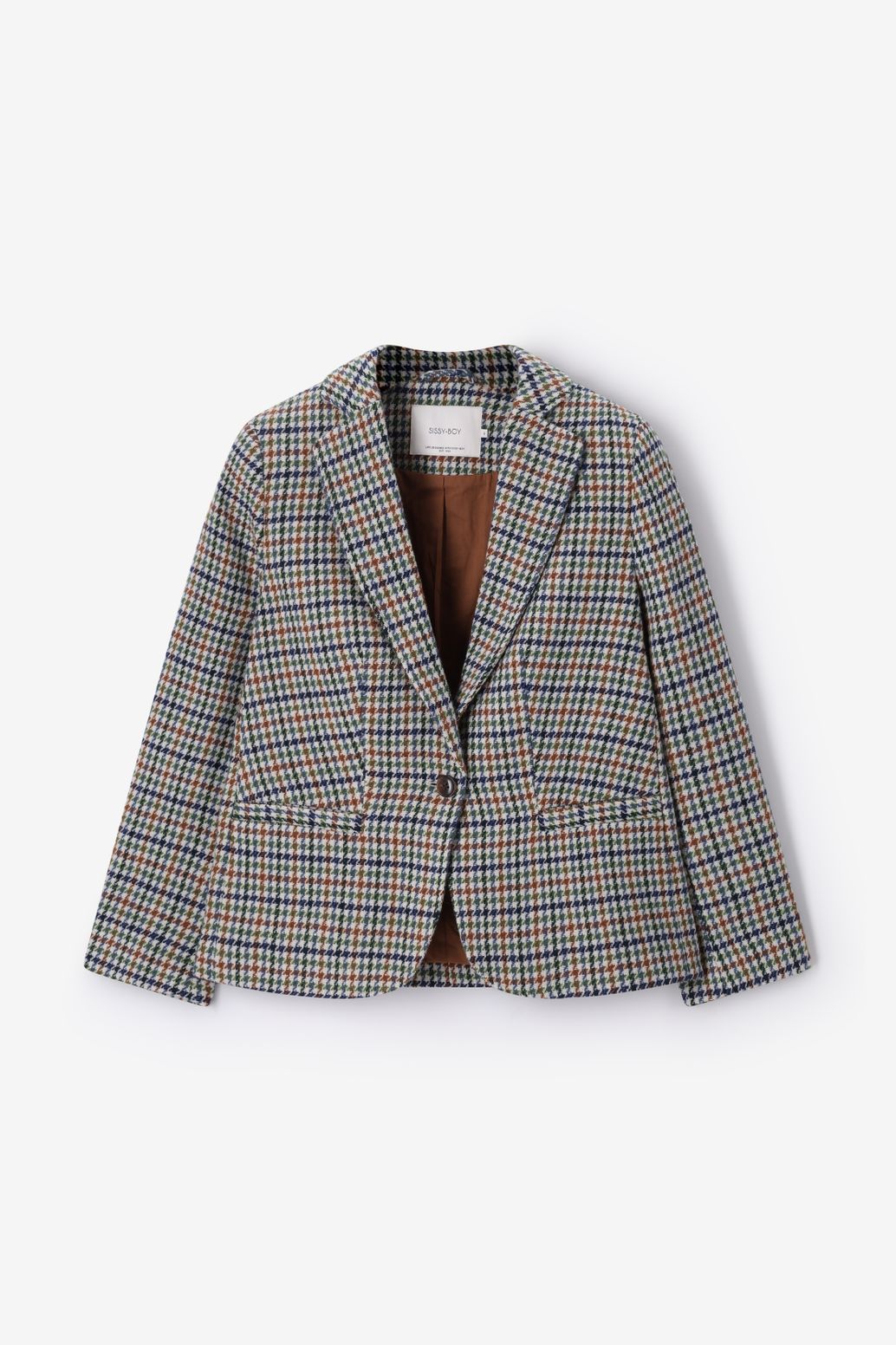 Bruine geruite wollen blazer