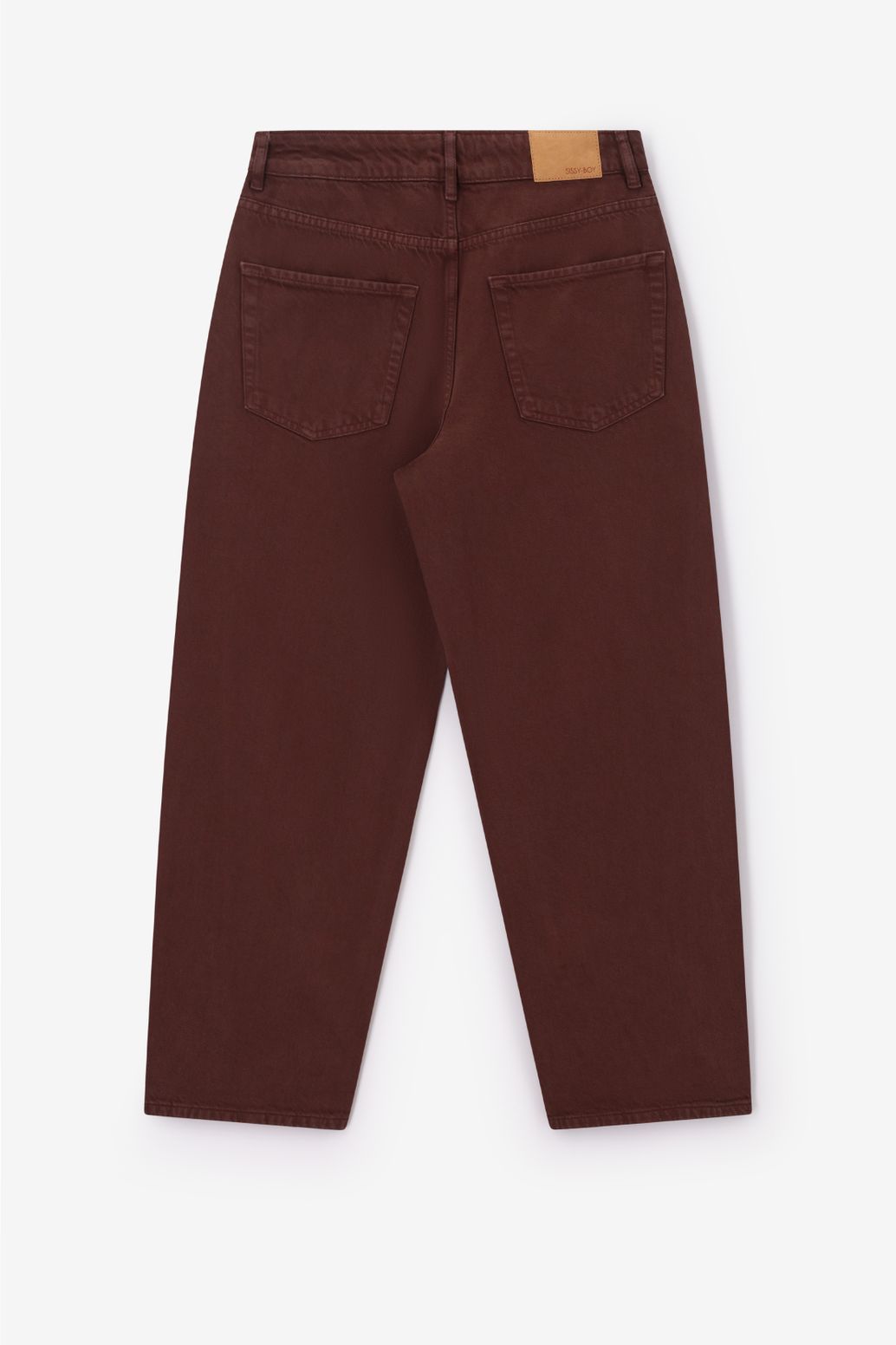 Jean barrel court avec taille mi-haute - marron foncé