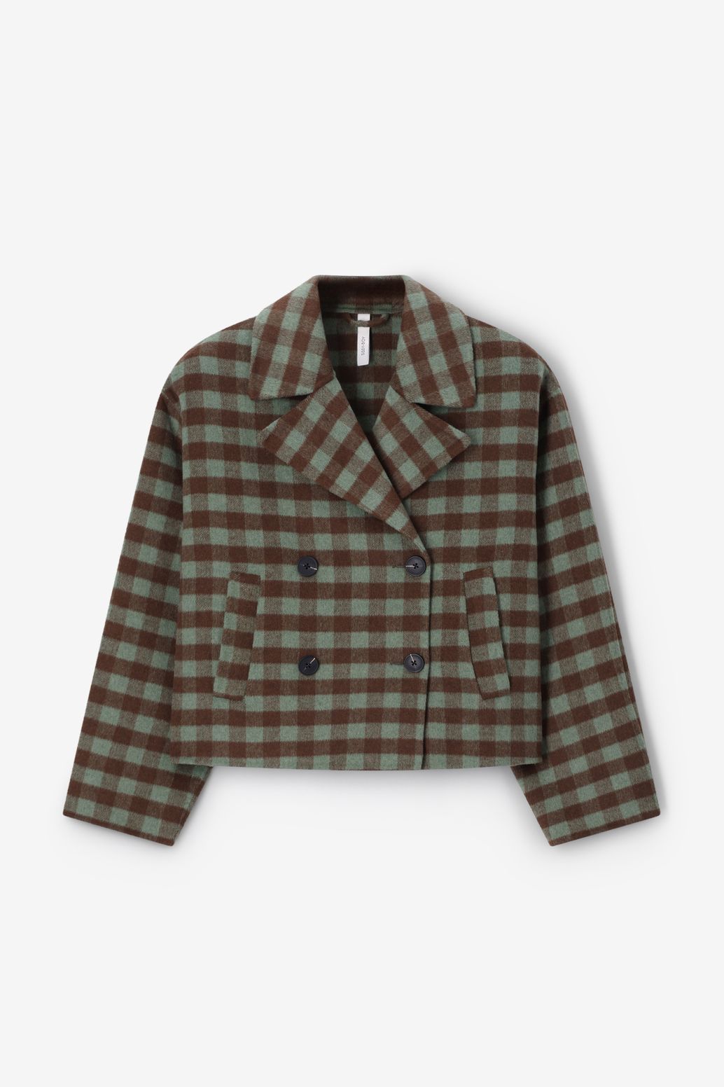 Groene ruiten wollen peacoat jas