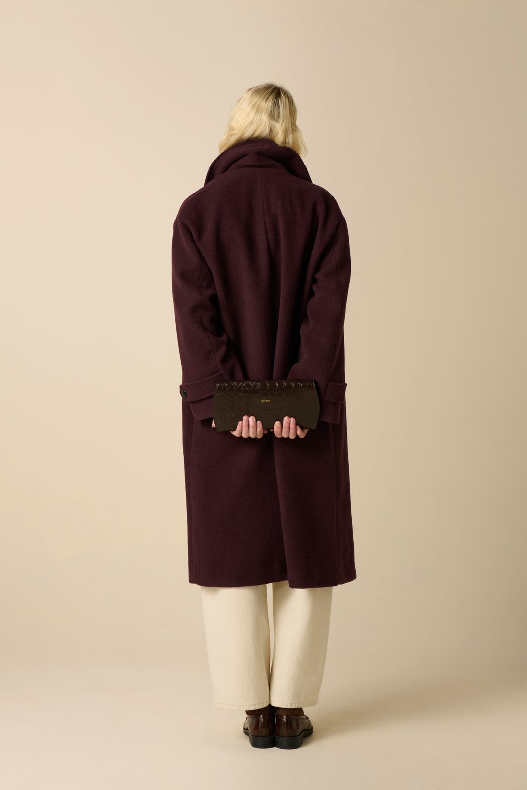 Manteau long en laine - marron foncé