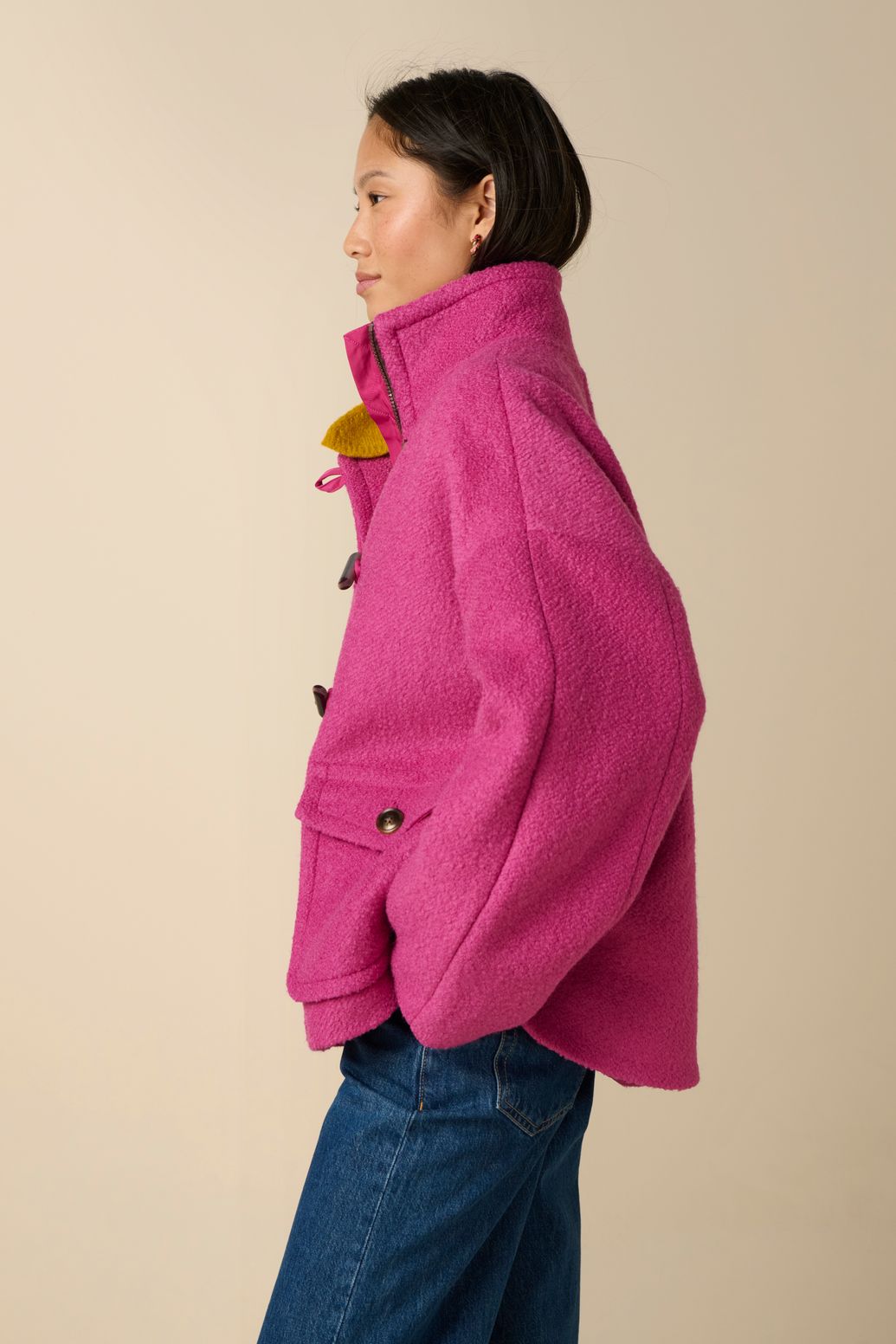 Bouclé-Jacke aus Wolle - rosa