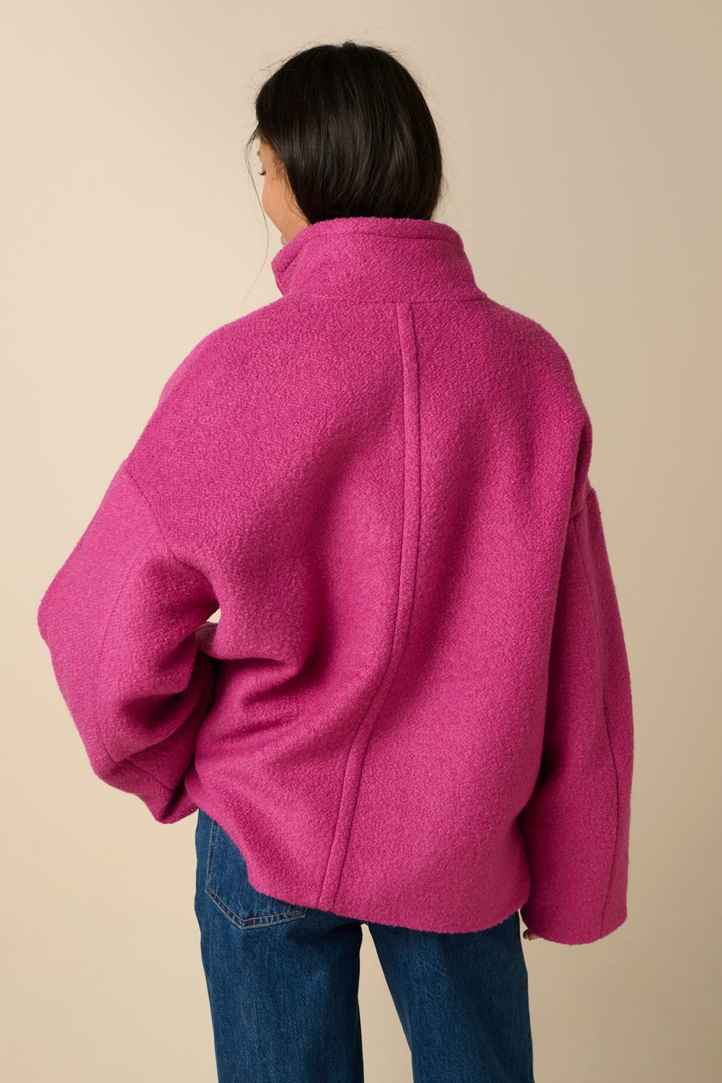 Bouclé-Jacke aus Wolle - rosa