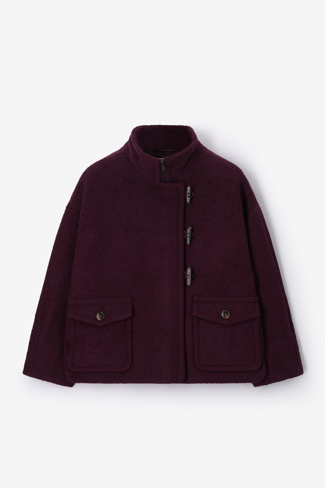 Bouclé-Jacke mit Wolle - dunkelbraun