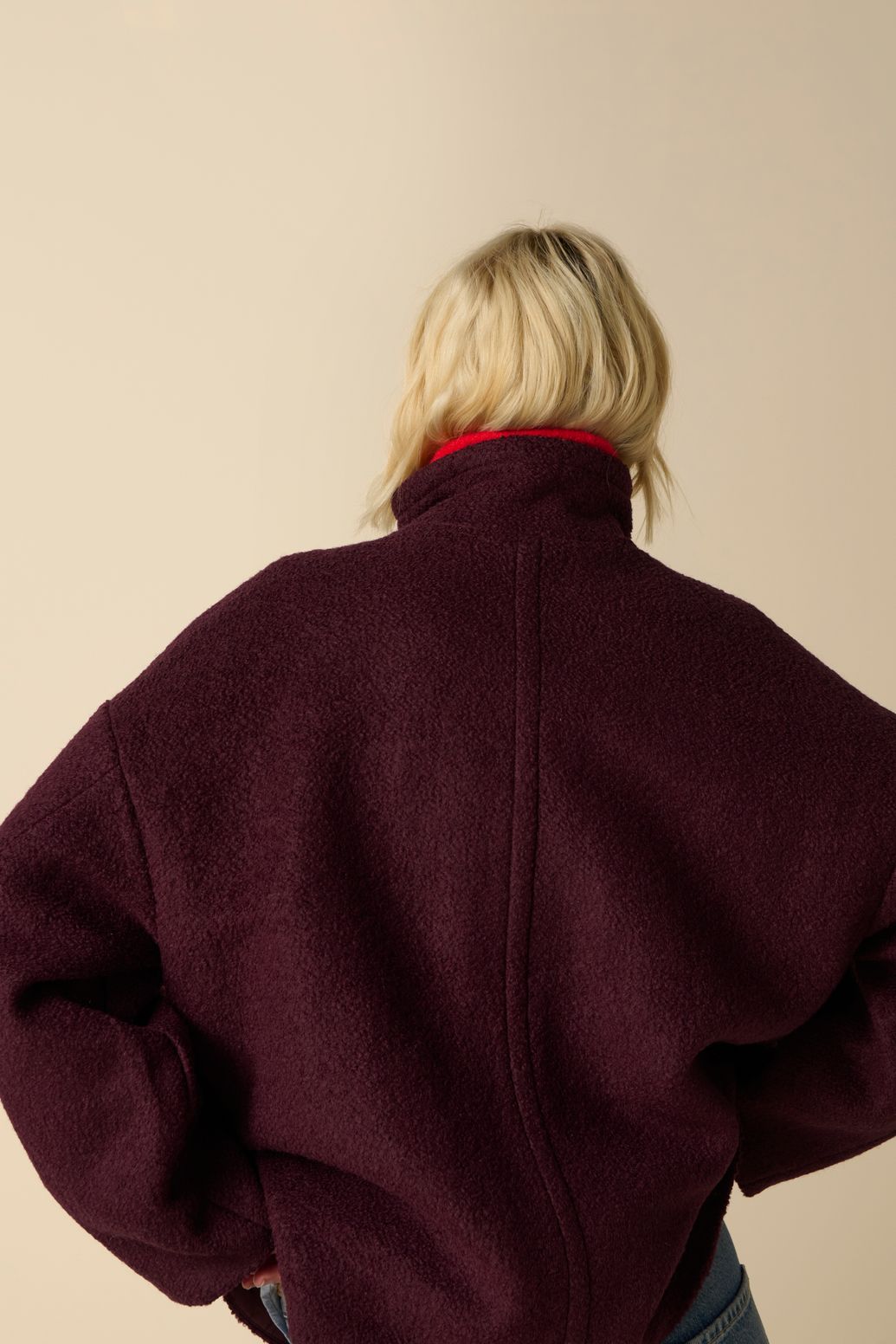 Bouclé-Jacke aus Wolle - dunkelbraun