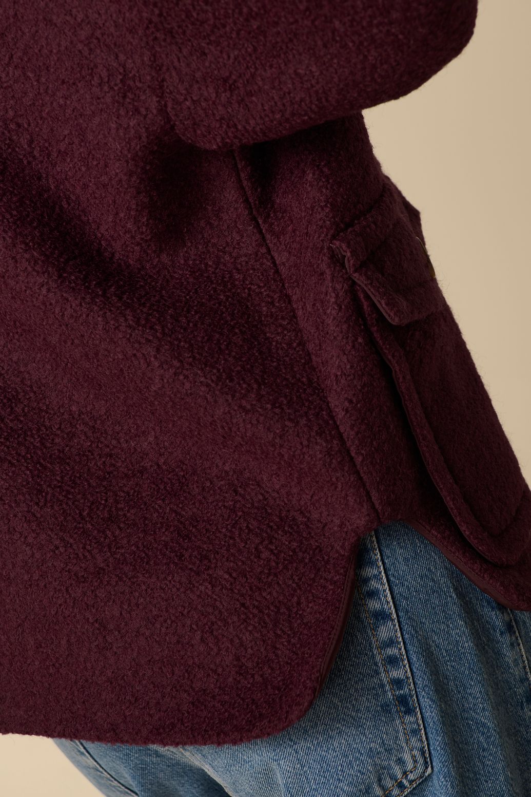 Bouclé-Jacke aus Wolle - dunkelbraun