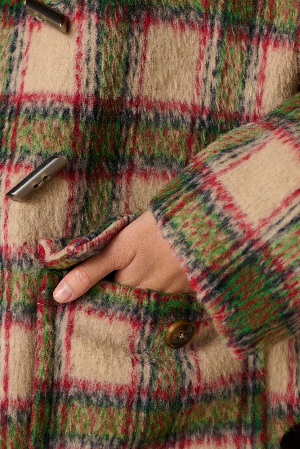 Karierte Wolljacke - grün