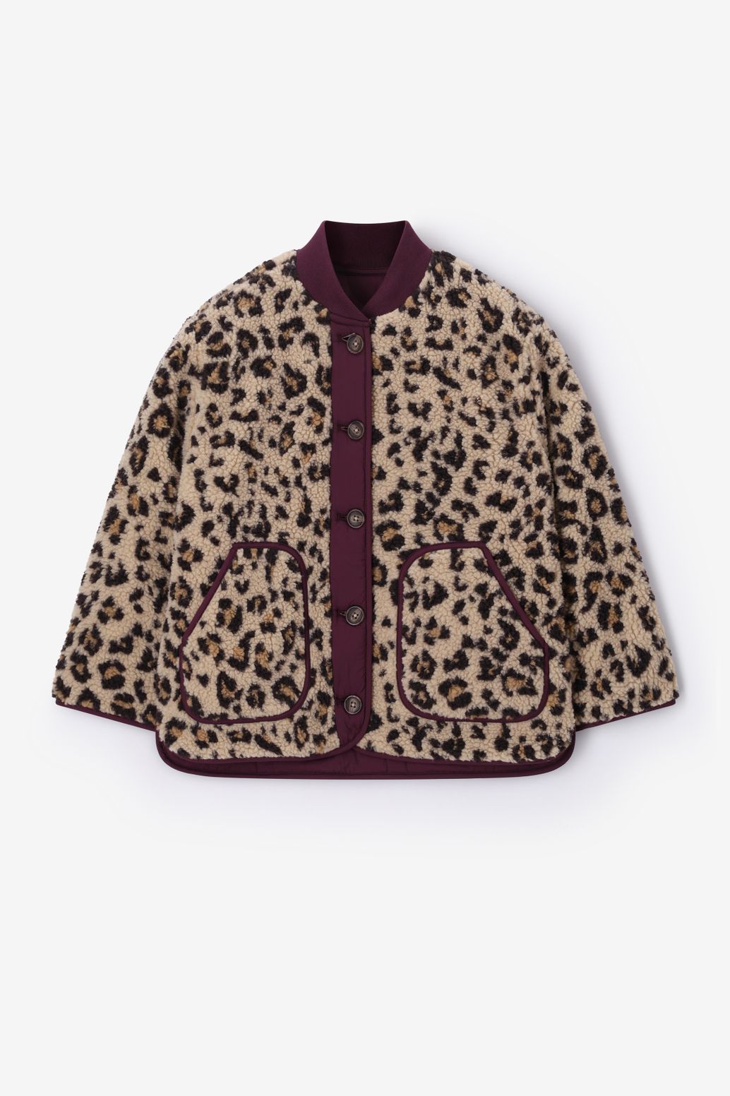 Bruine reversible jas met leopard print