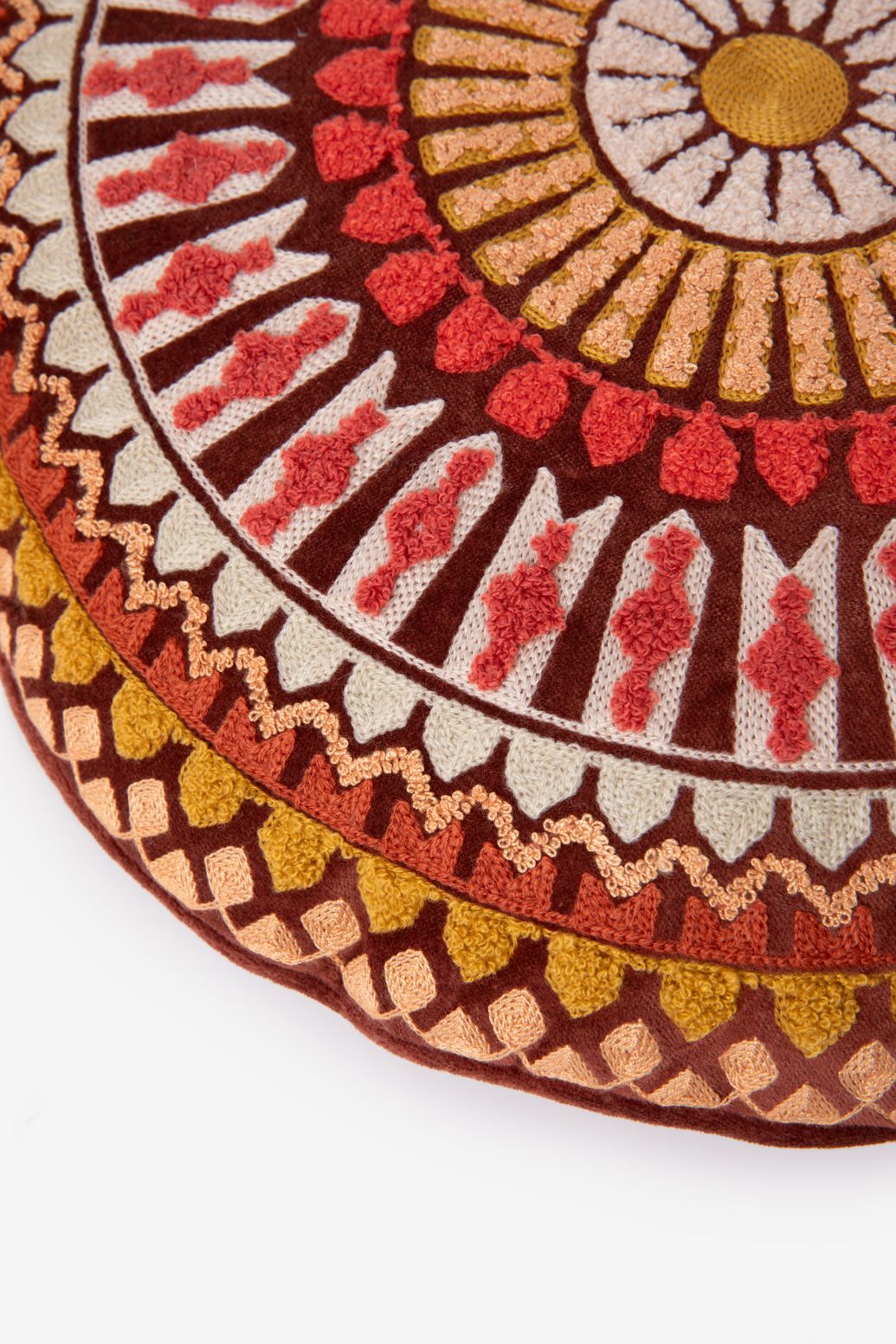 Bruin rond kussen met print