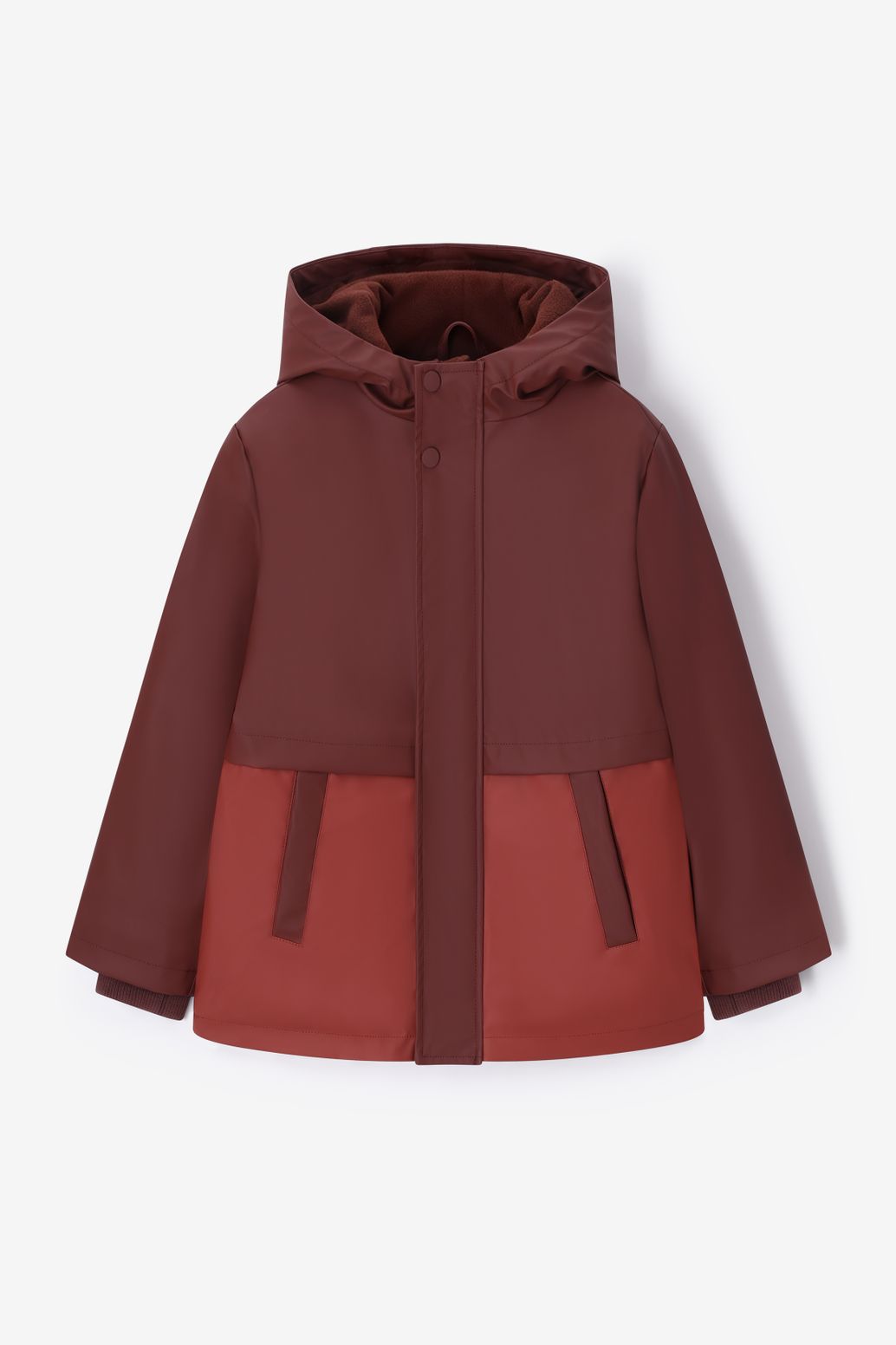 Donkerbruine colourblock technische regenjas