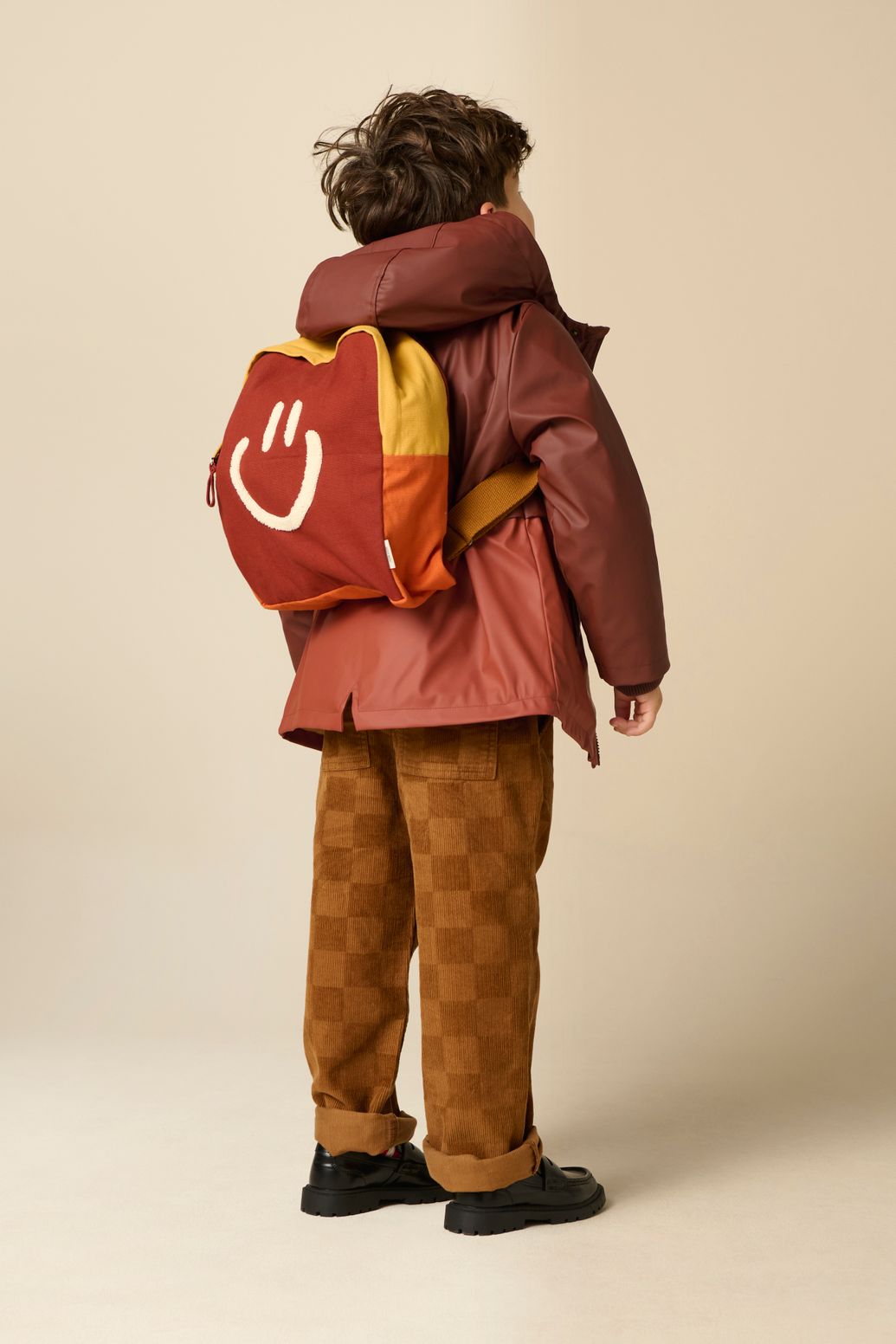 Imperméable technique color block - marron foncé
