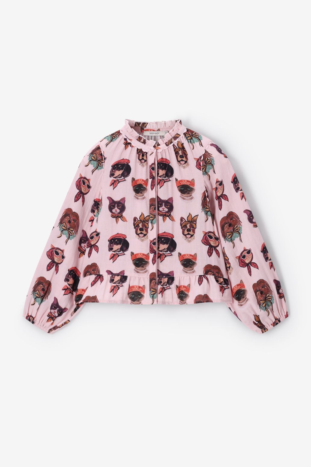 Bluse mit Hunde-Print - hellrosa