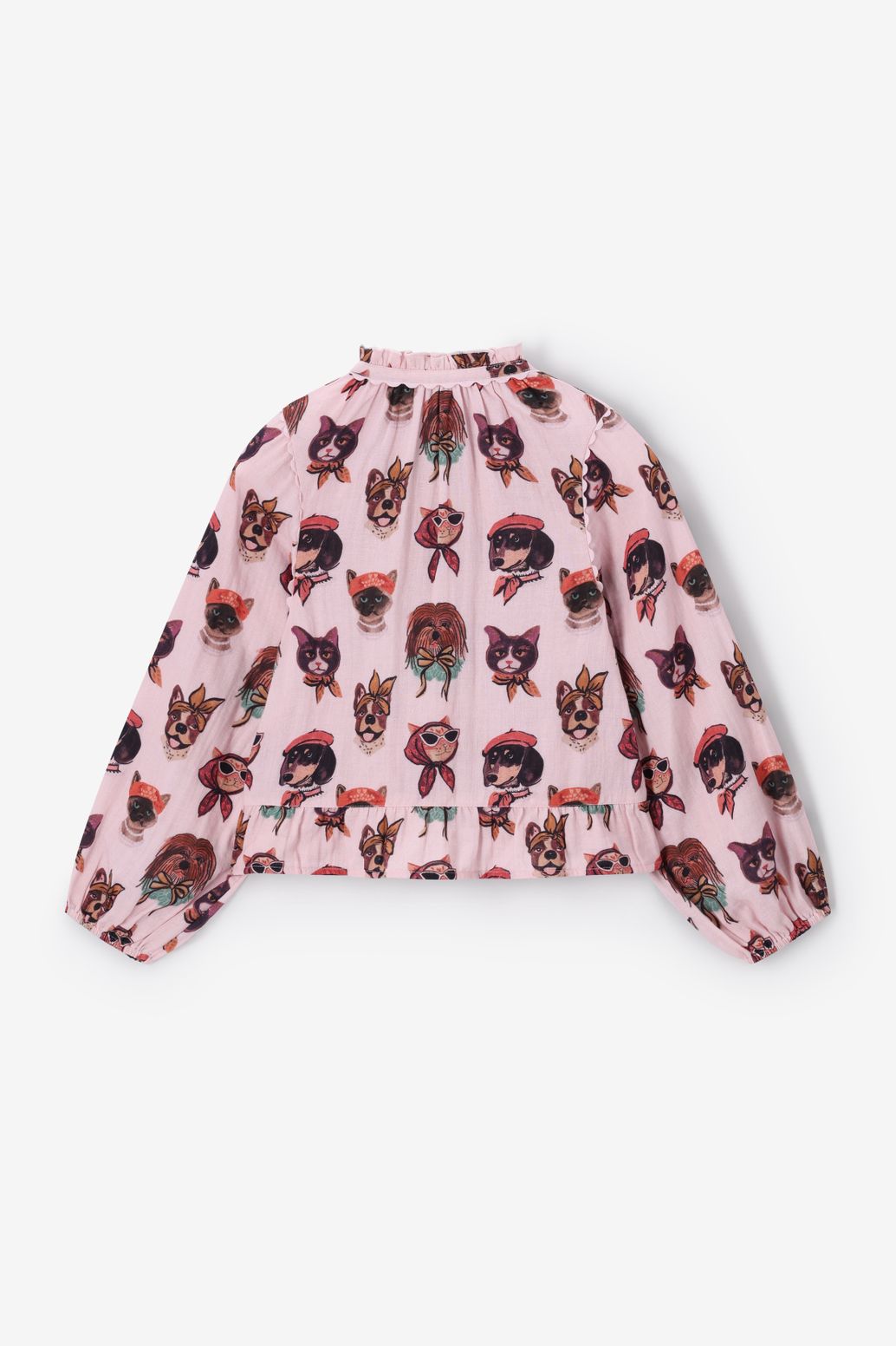 Bluse mit Hunde-Print - hellrosa