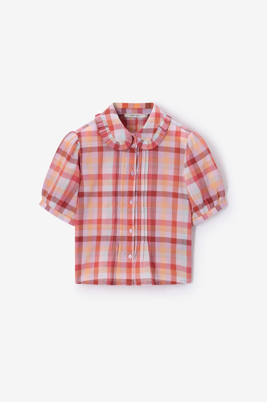 Oranje geruite blouse