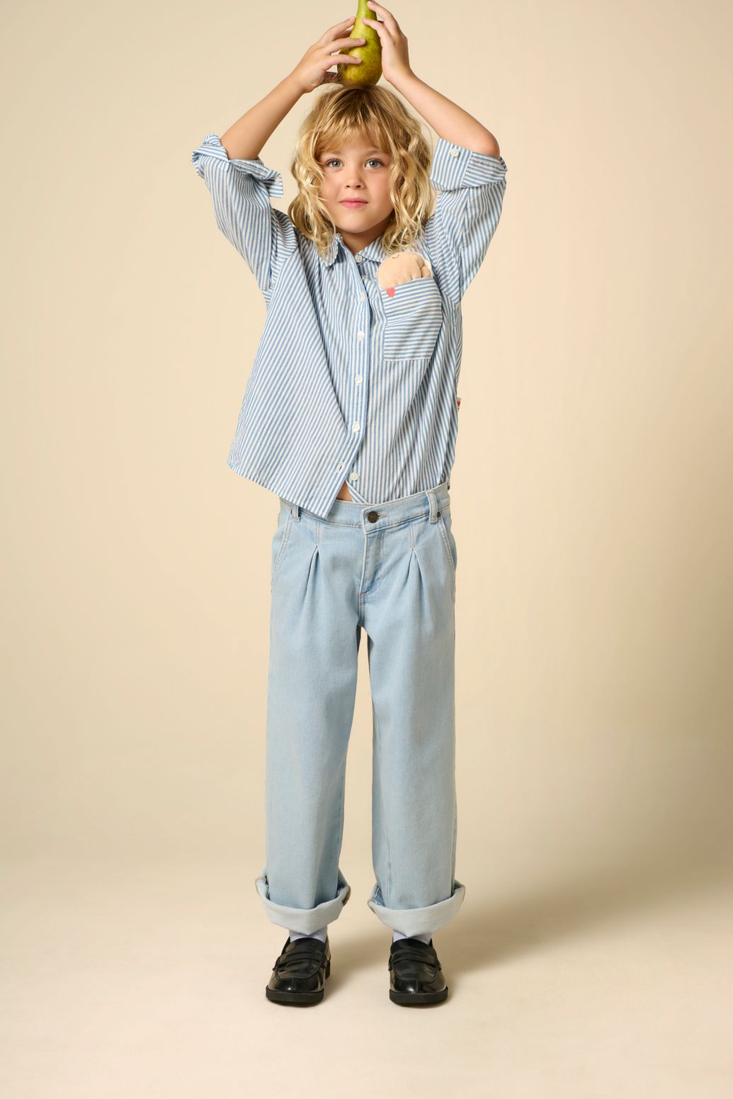 Blauwe gestreepte blouse