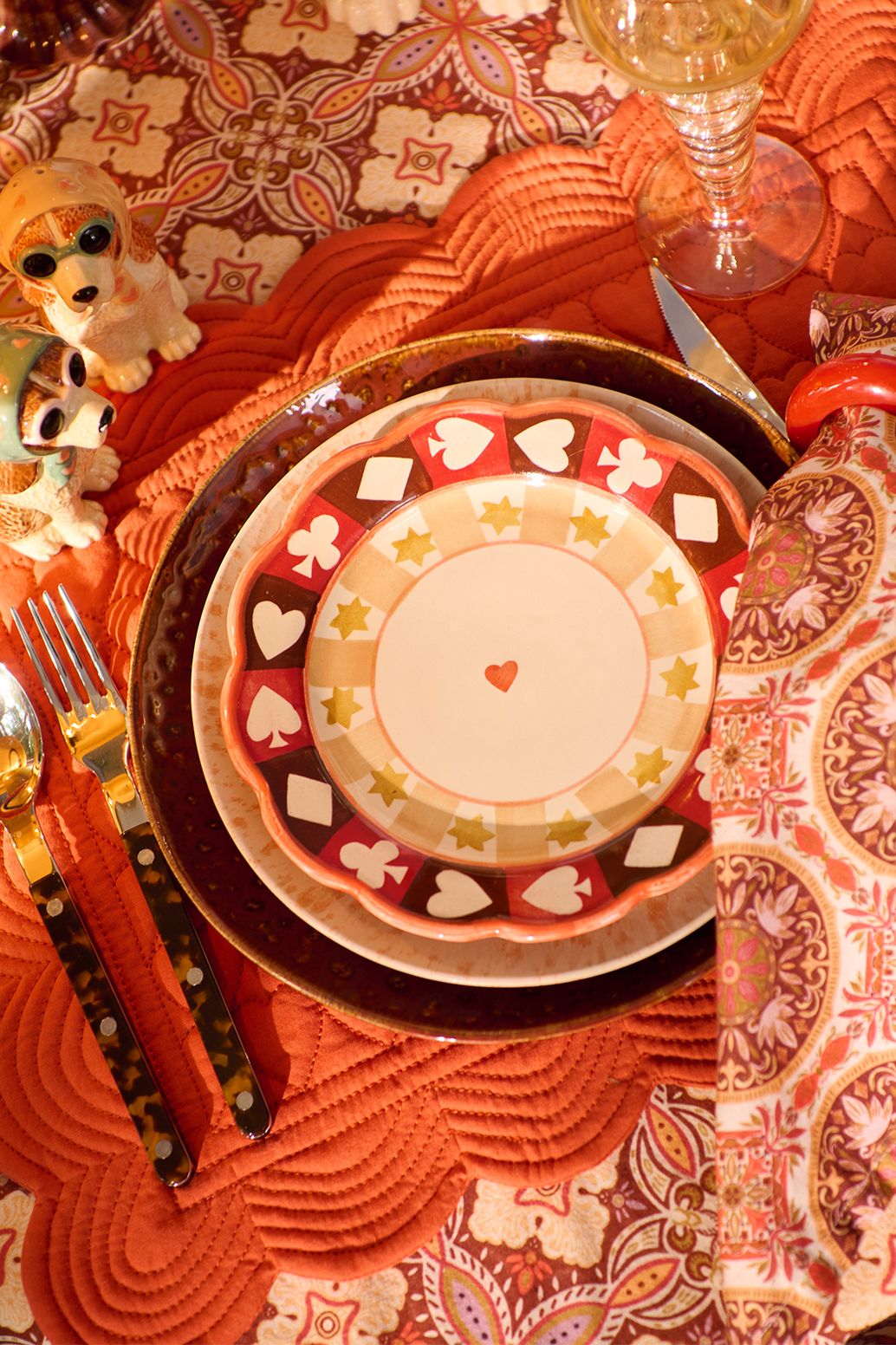 Lot de sets de table avec cœurs - rouge
