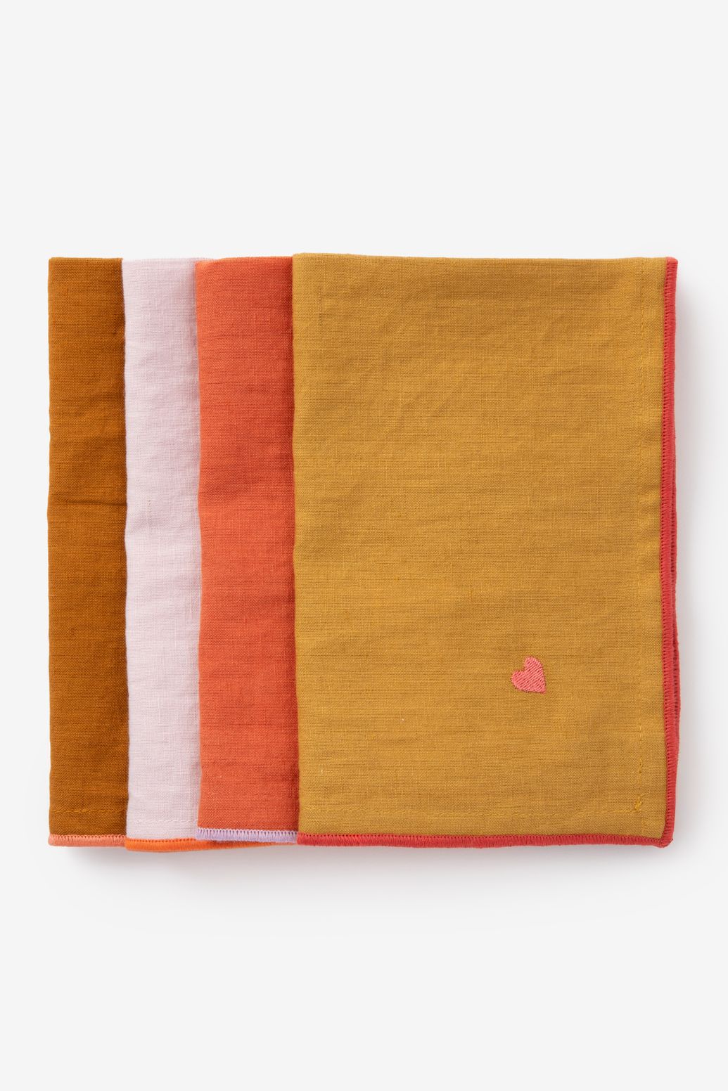 Lot de 4 serviettes avec cœur - multicolore