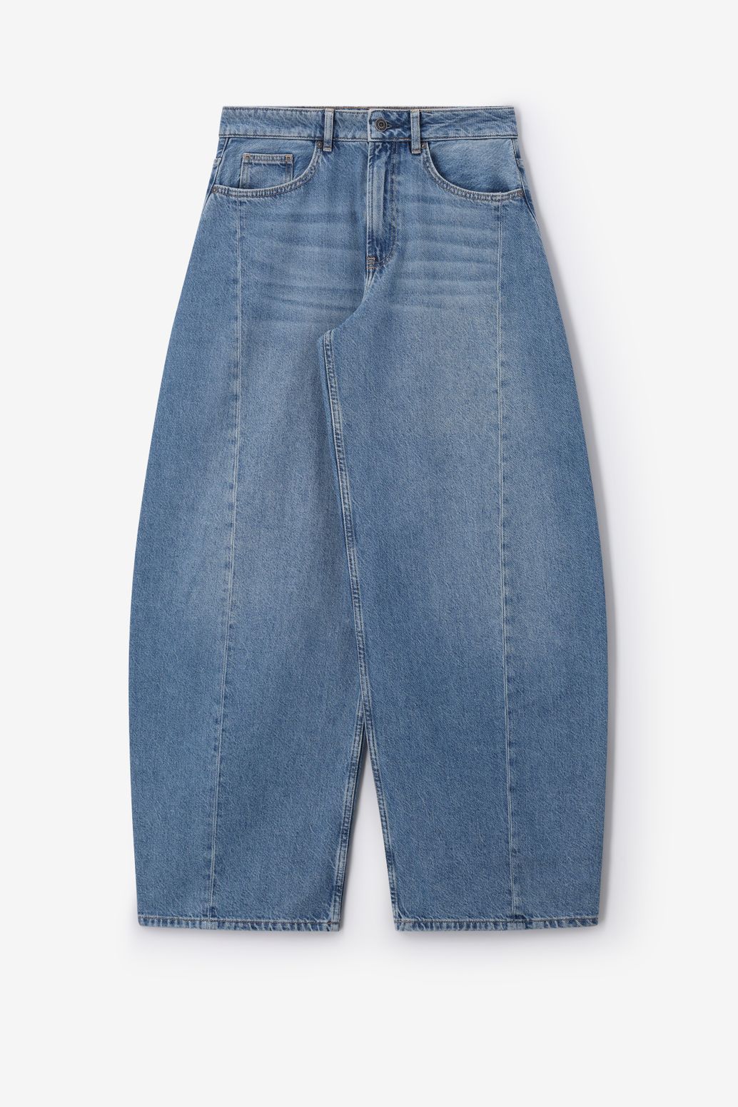 Blauwe mid waist barrel jeans