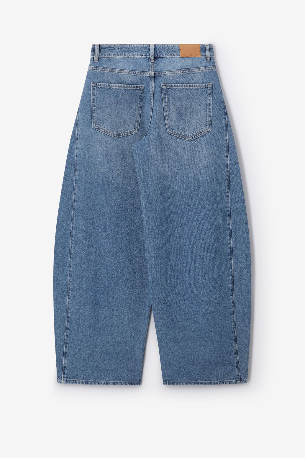 Blauwe mid waist barrel jeans