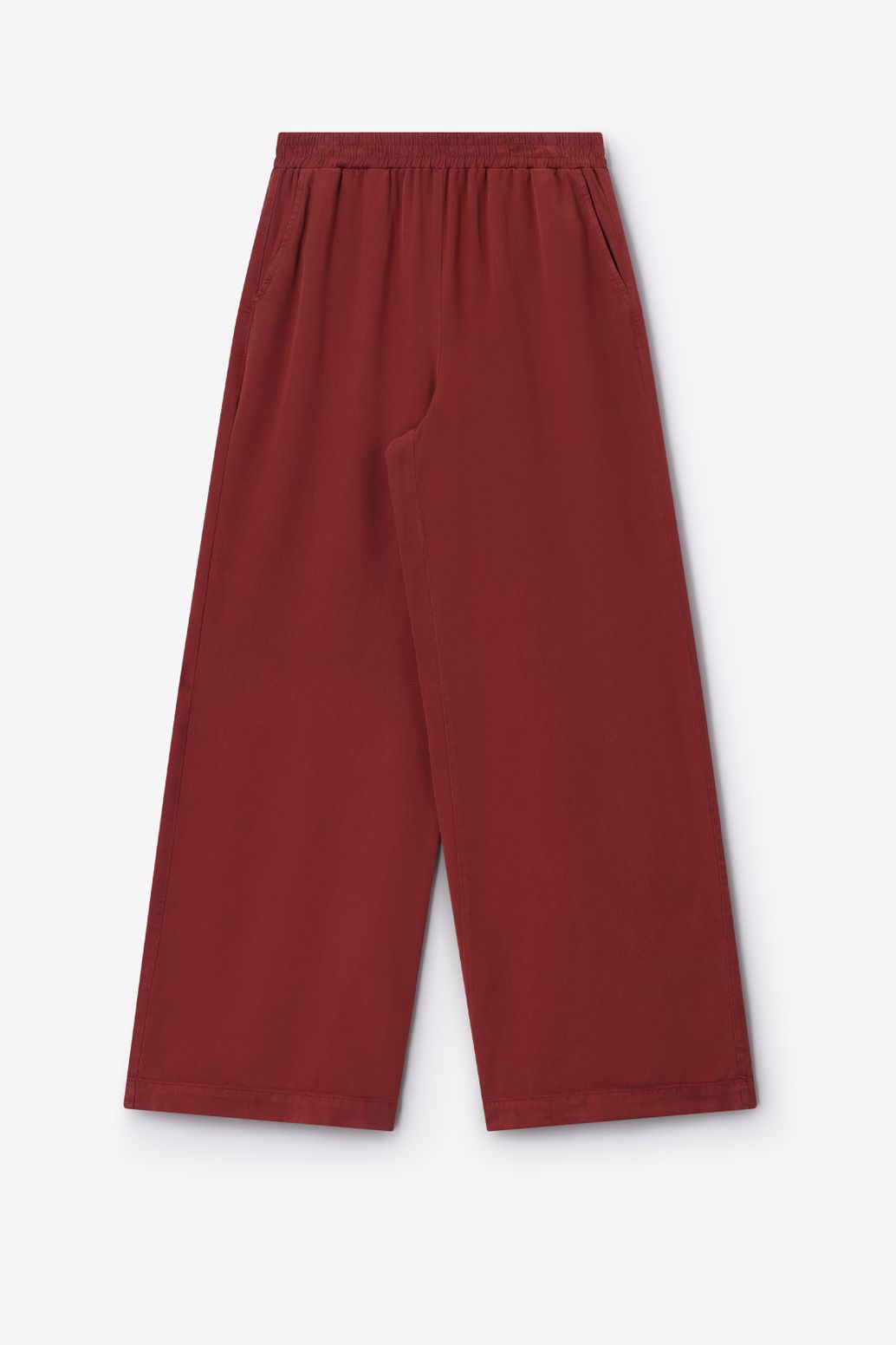 Weite High Waist-Hose - dunkelrot