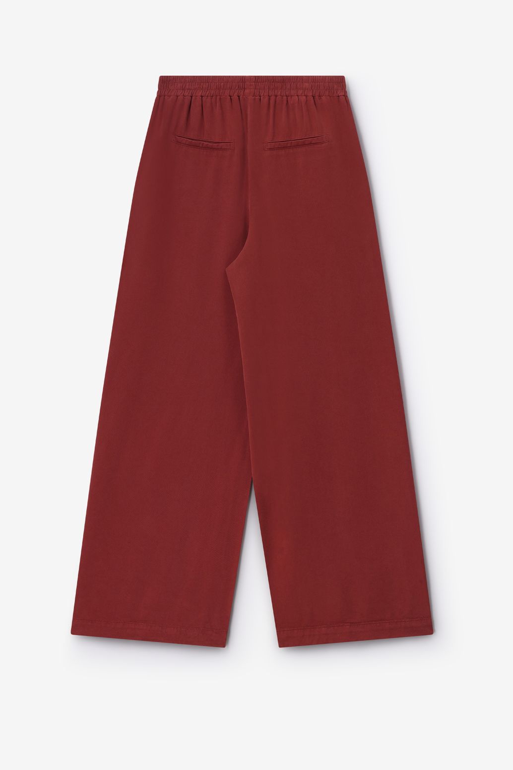 Weite High Waist-Hose - dunkelrot