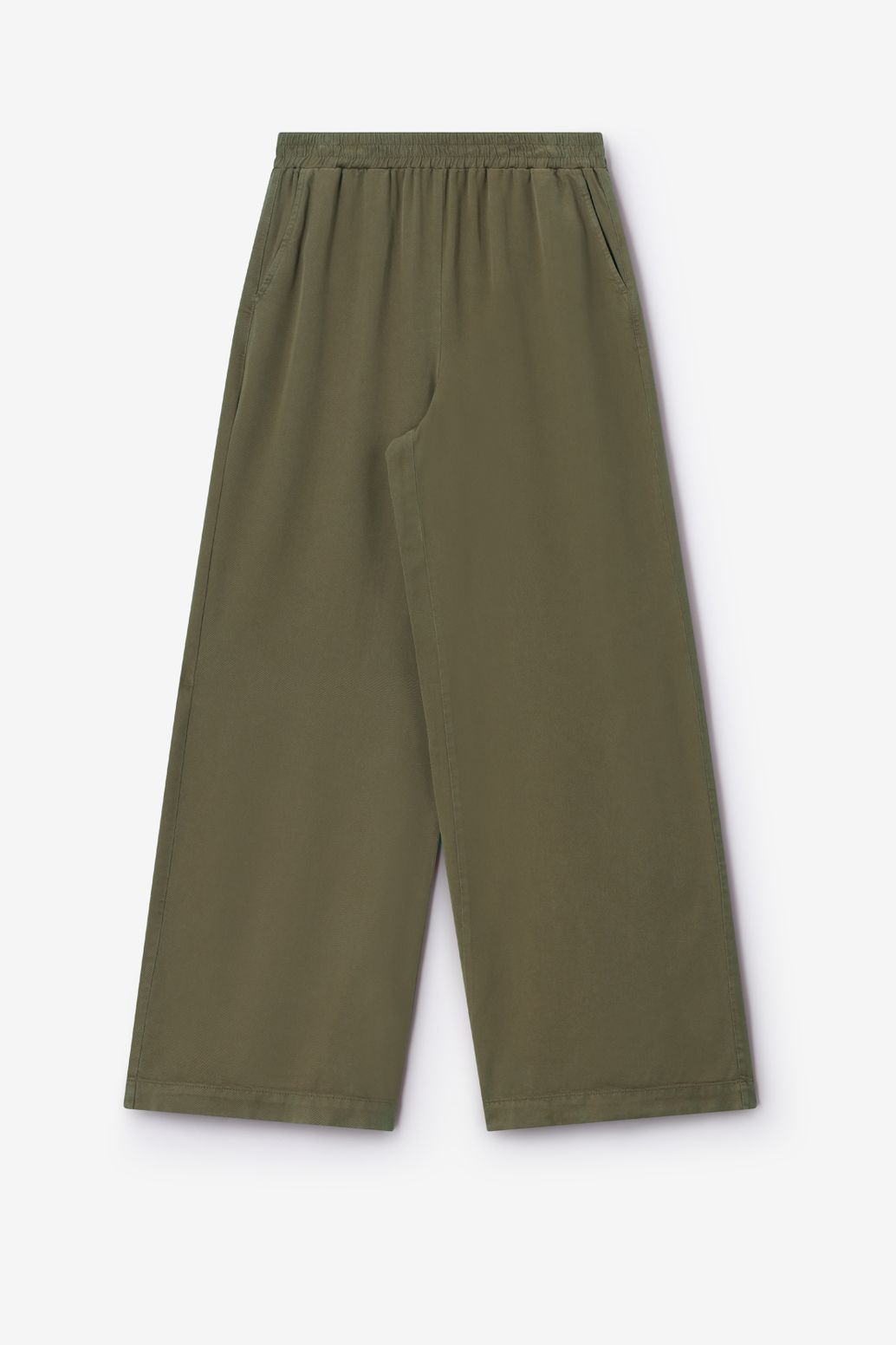 Pantalon jambes larges et taille haute - vert foncé