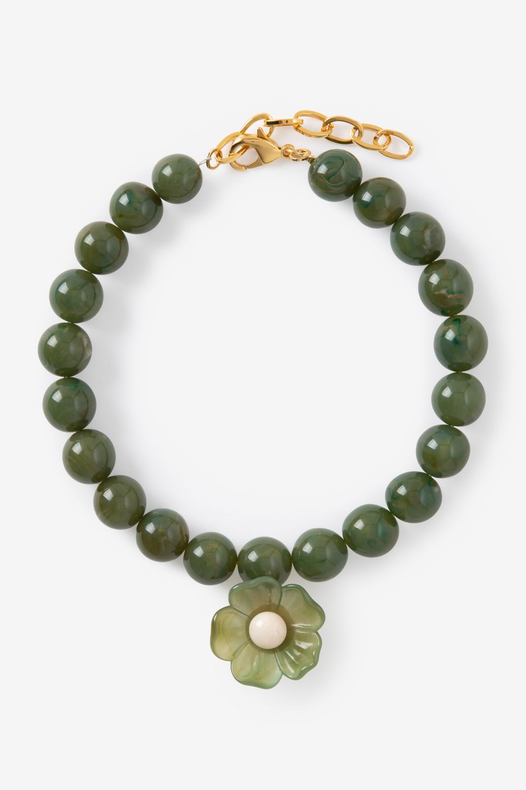 Resin-Kette mit Blume - grün
