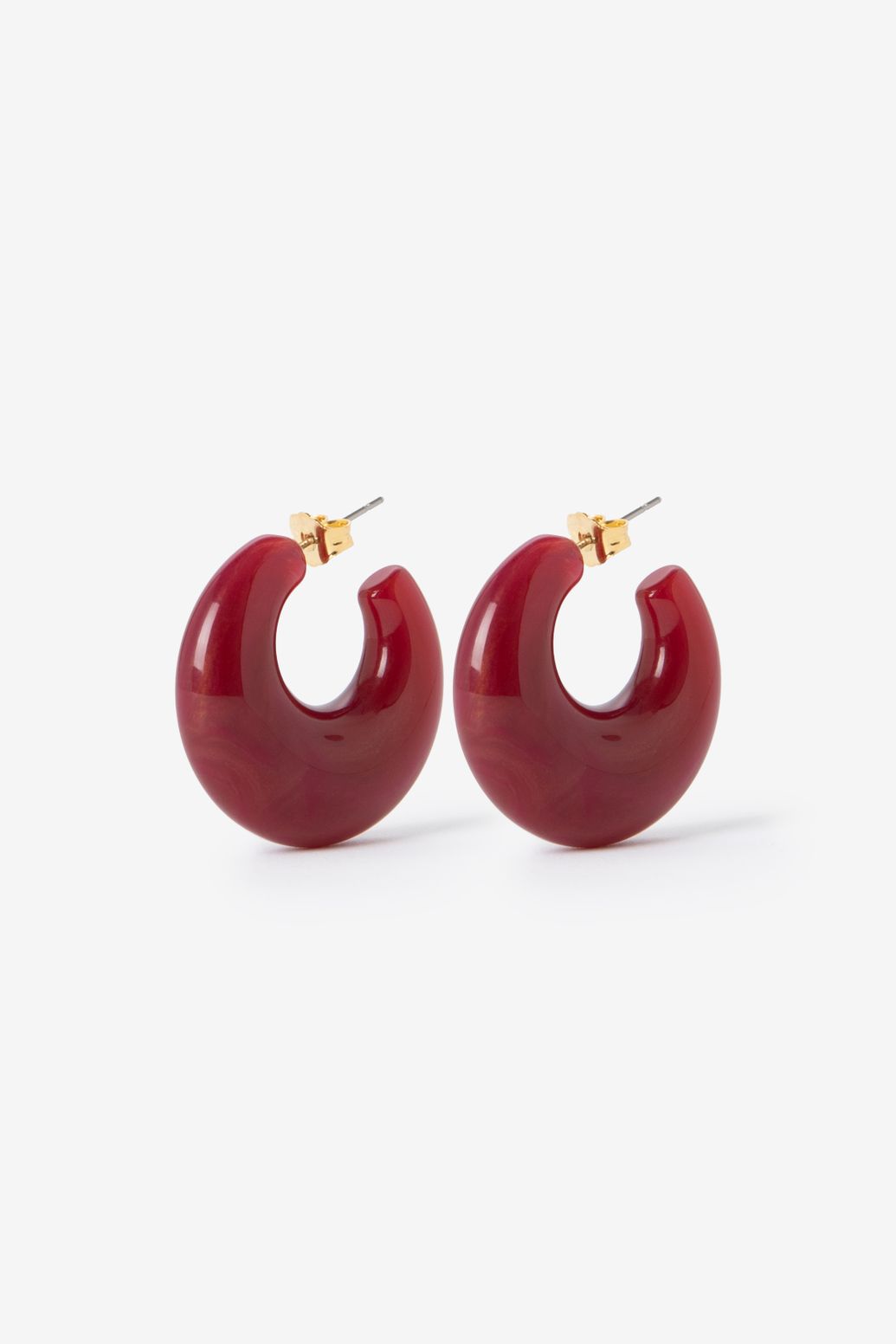 Créoles en résine - rouge foncé