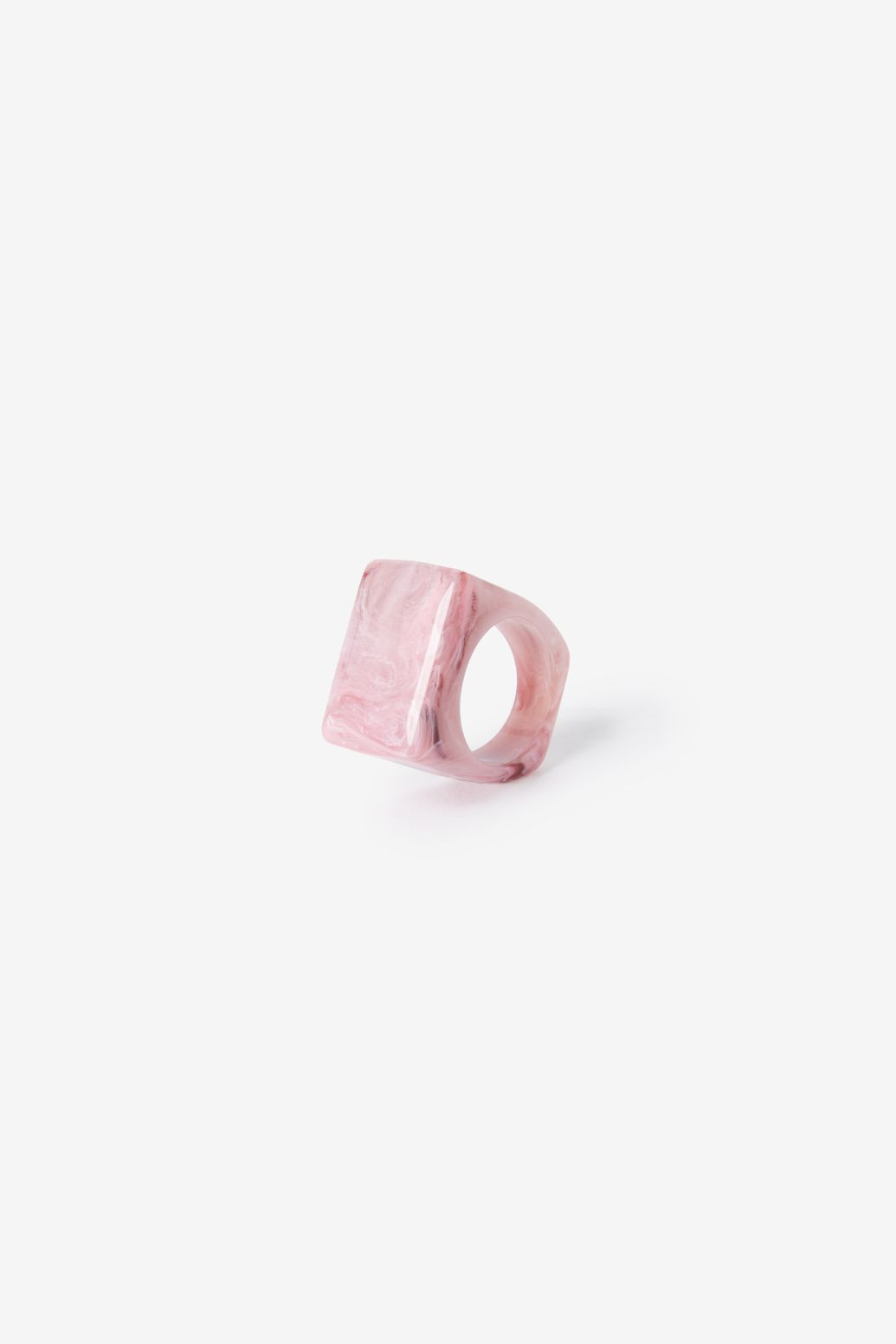 Eckiger Resin-Ring - rosa
