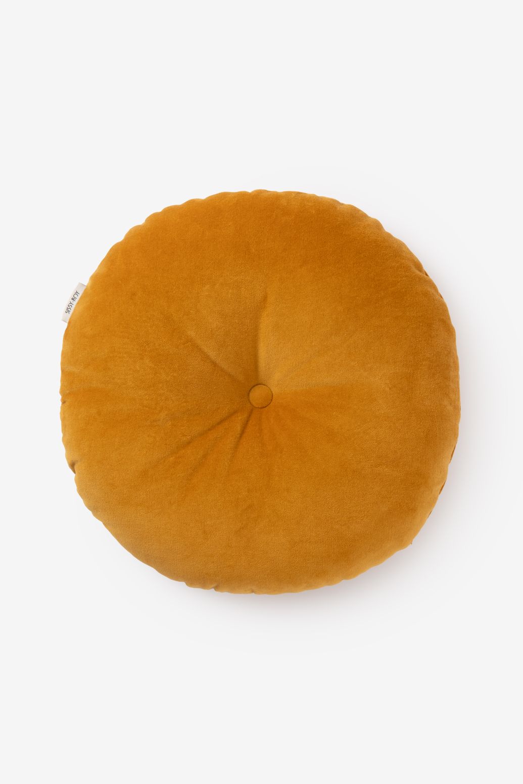 Geel rond velvet kussen