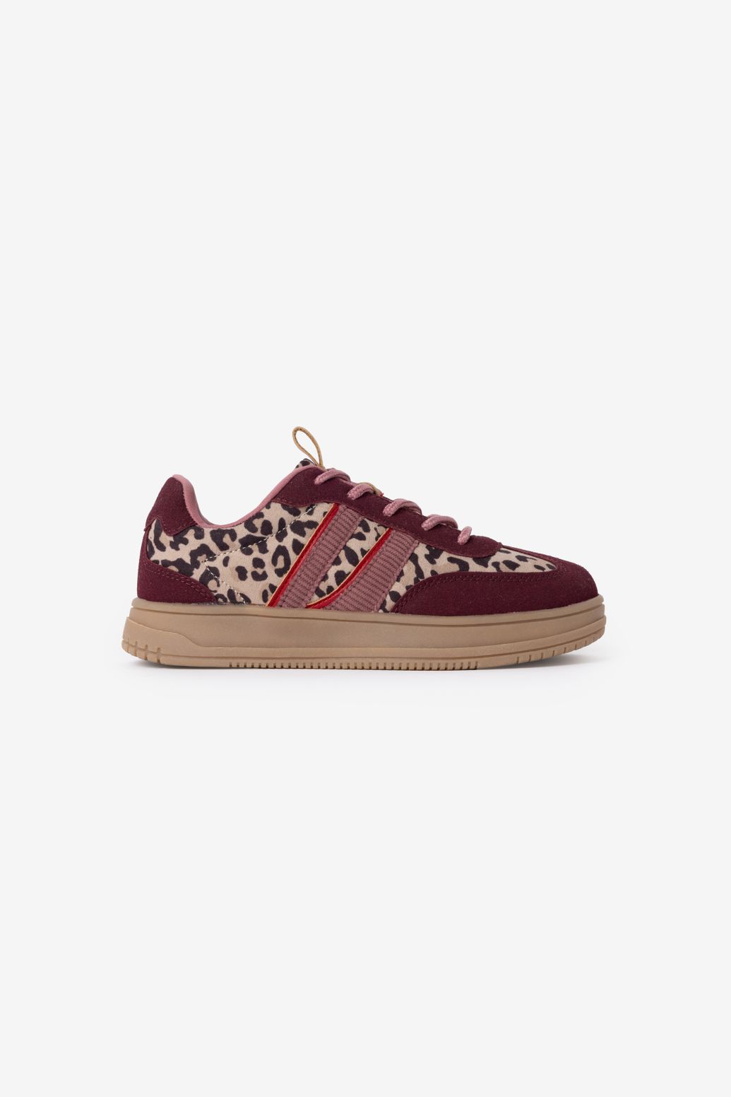 Donkerpaarse sneakers met leopard print
