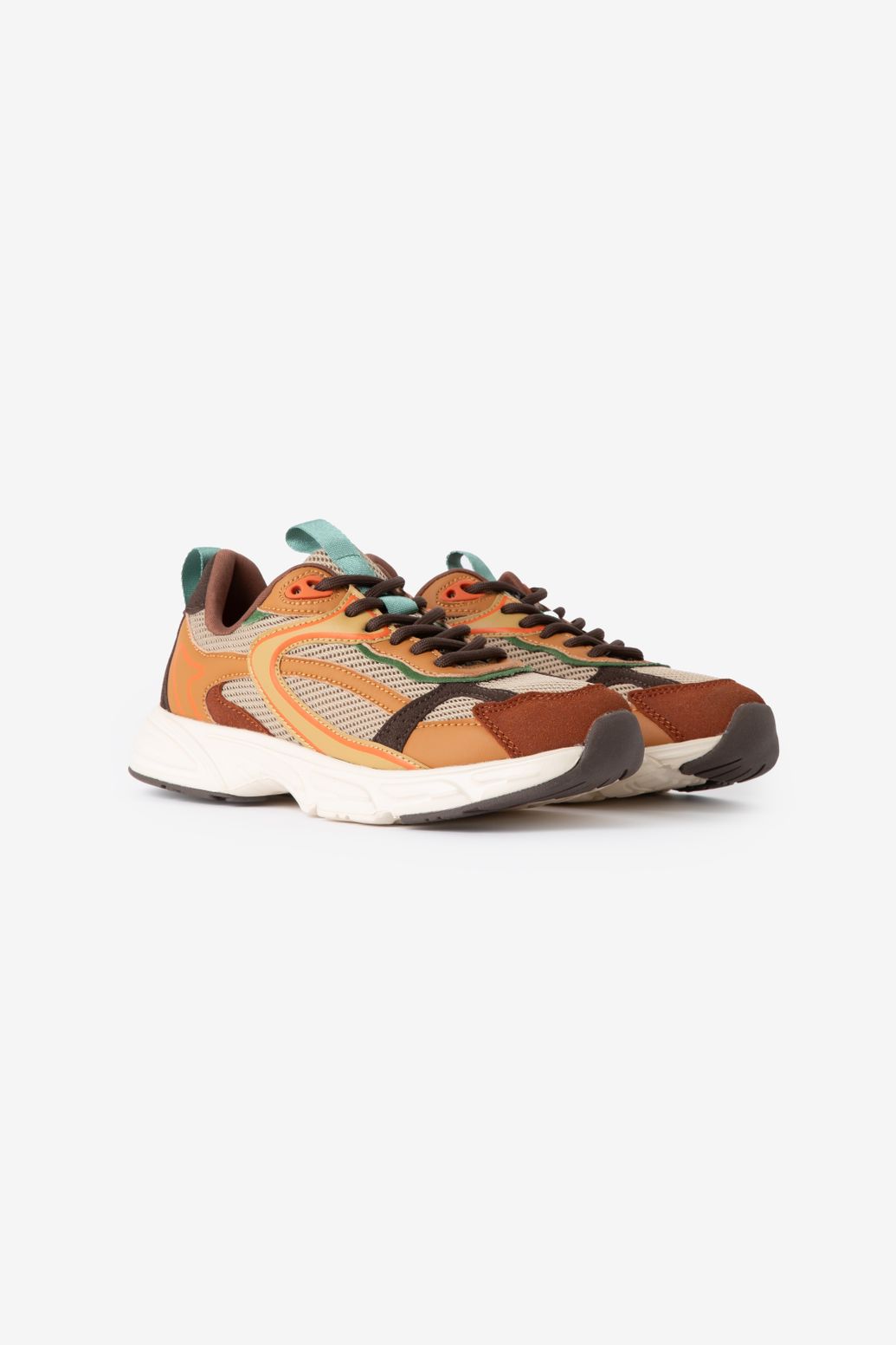 Bruine sneakers met strepen