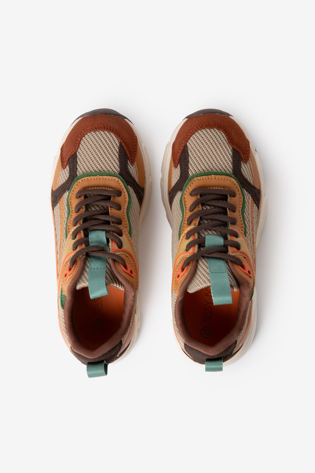 Bruine sneakers met strepen