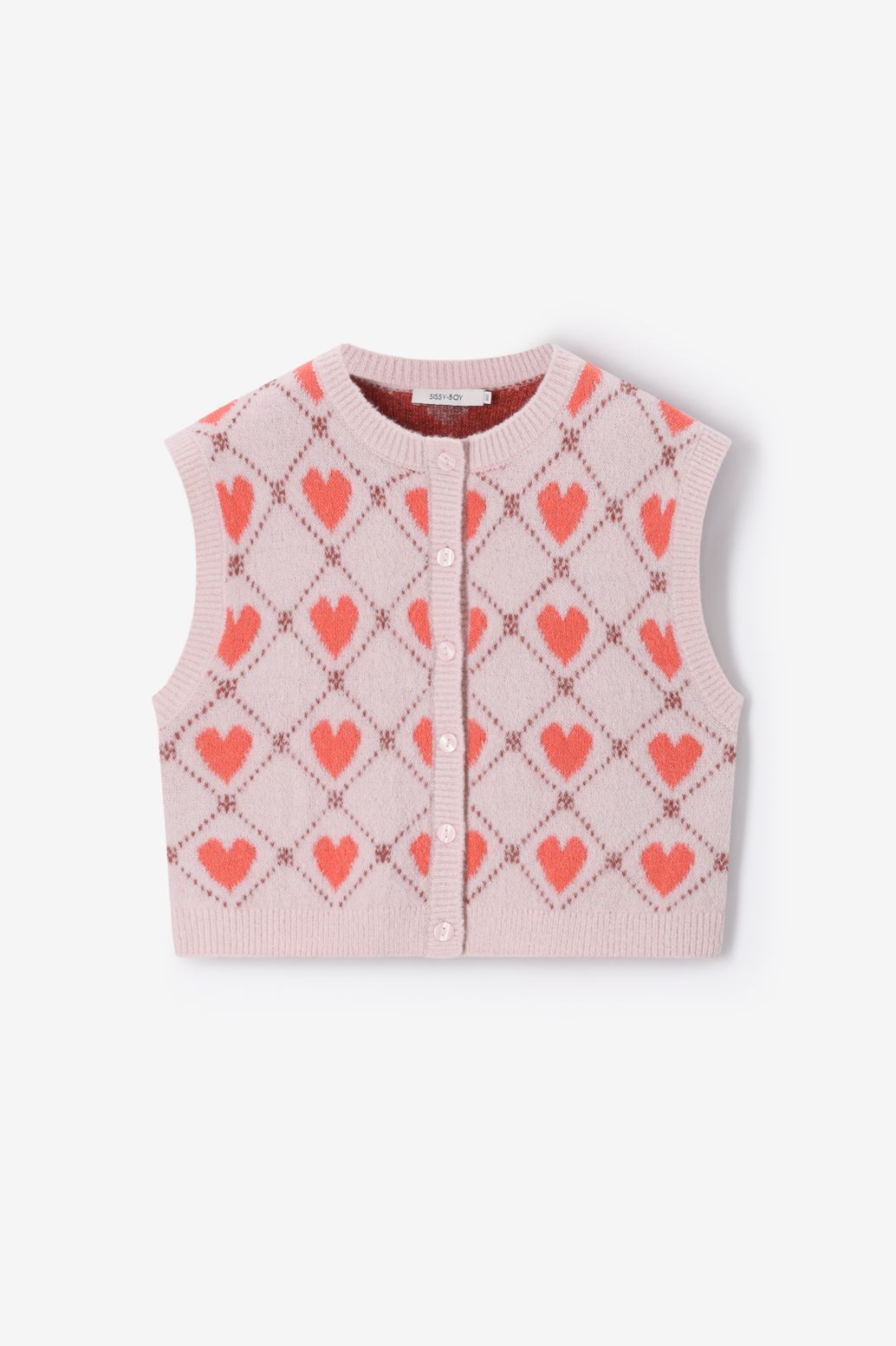 Woll-Spencer mit Herzmuster - rosa