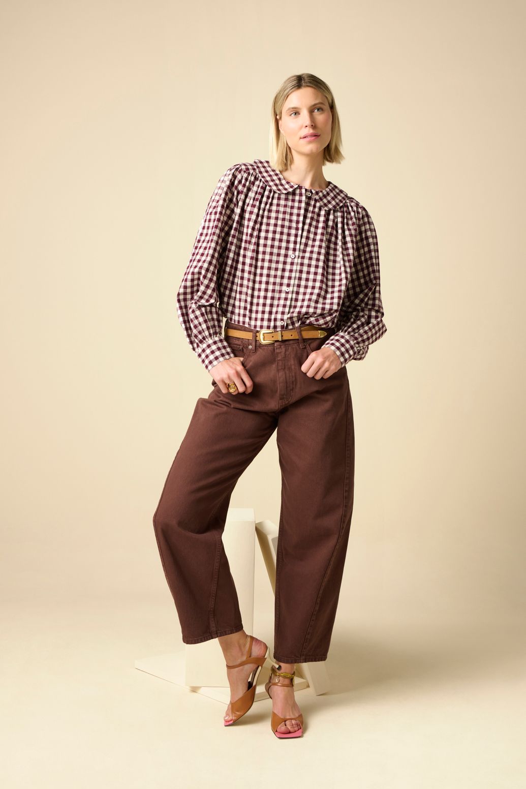 Bluse mit Vichy-Karo - dunkelrot