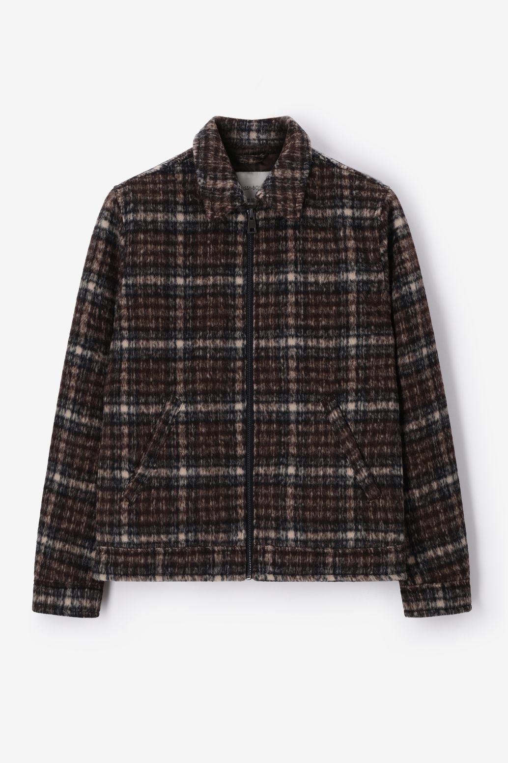 Veste à carreaux en laine - marron foncé