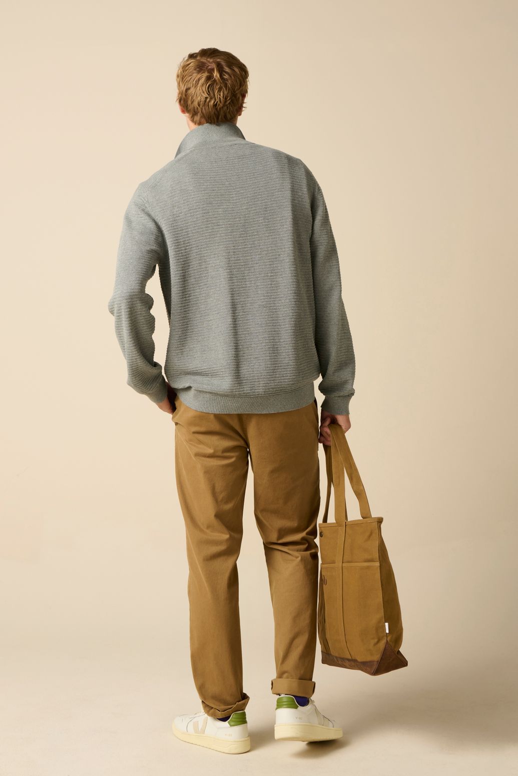 Pull polo tricoté - gris
