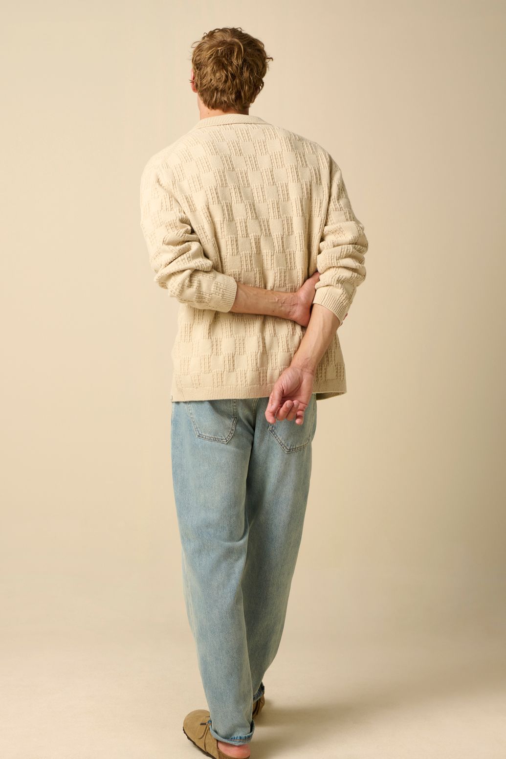 Beige gebreid vest