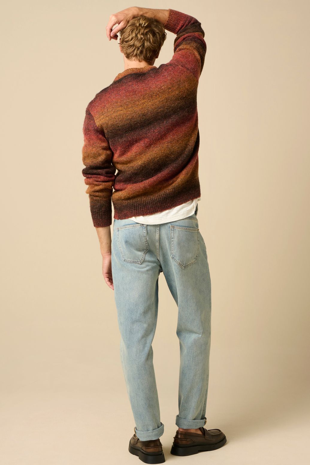 Pull rayé avec effet dégradé - rouge foncé