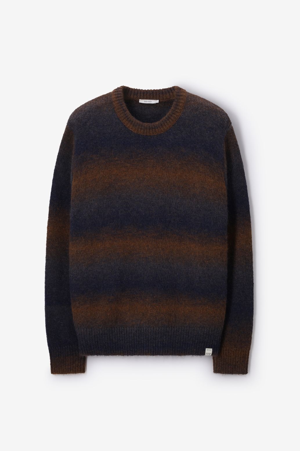 Donkerblauwe gestreepte gradient trui