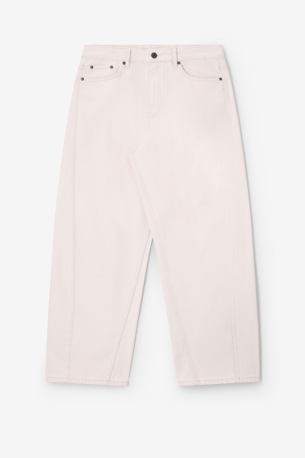 Jean barrel court taille mi-haute - blanc