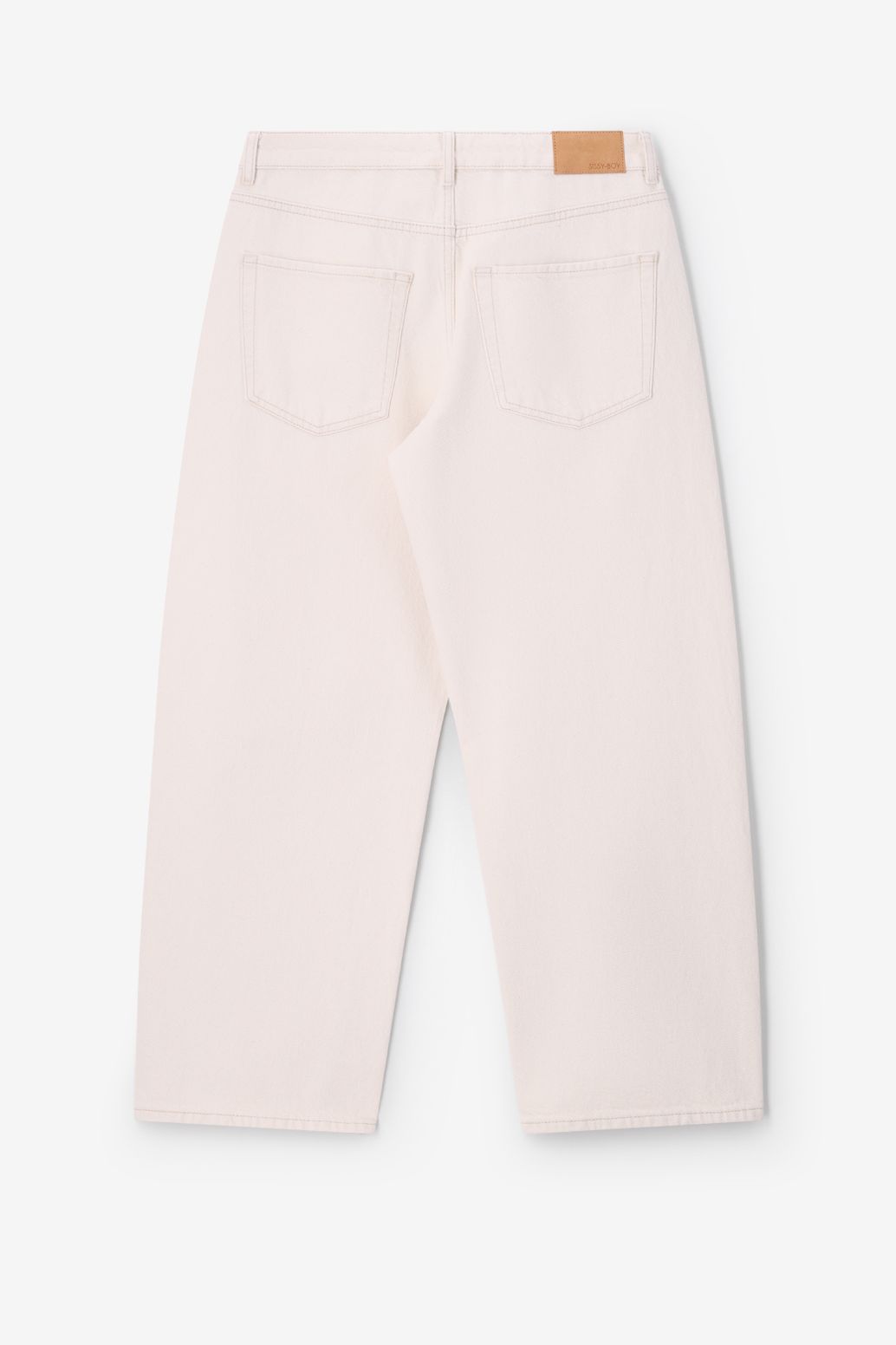 Jean barrel court taille mi-haute - blanc