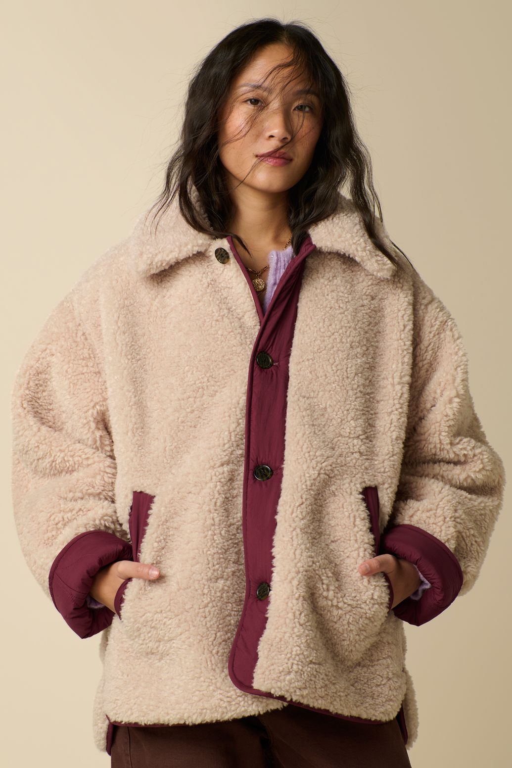 Veste duveteuse réversible - beige