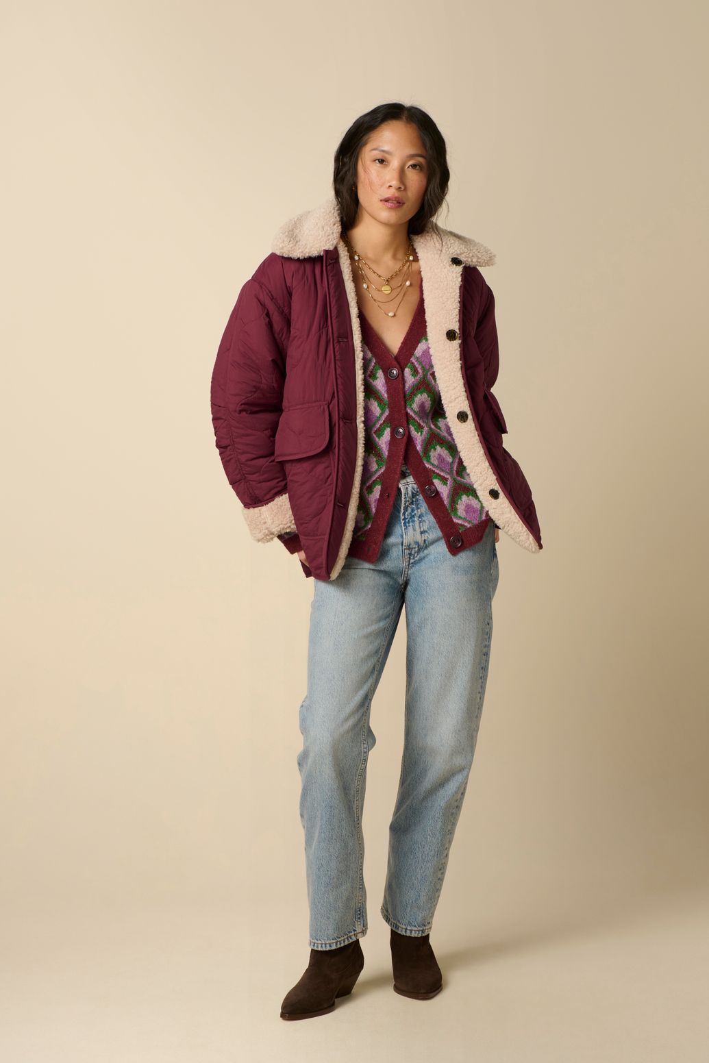 Veste duveteuse réversible - beige