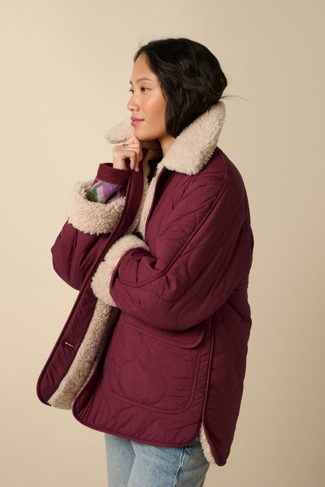 Veste duveteuse réversible - beige