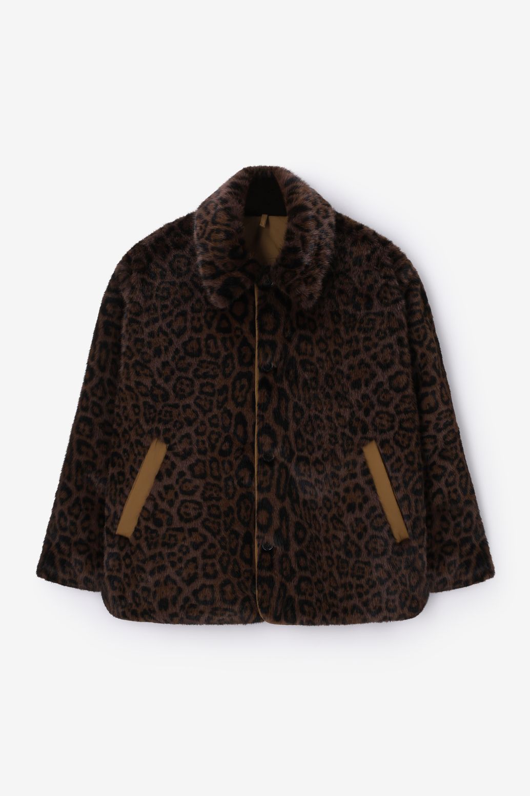 Donkerbruine reversible faux fur jas