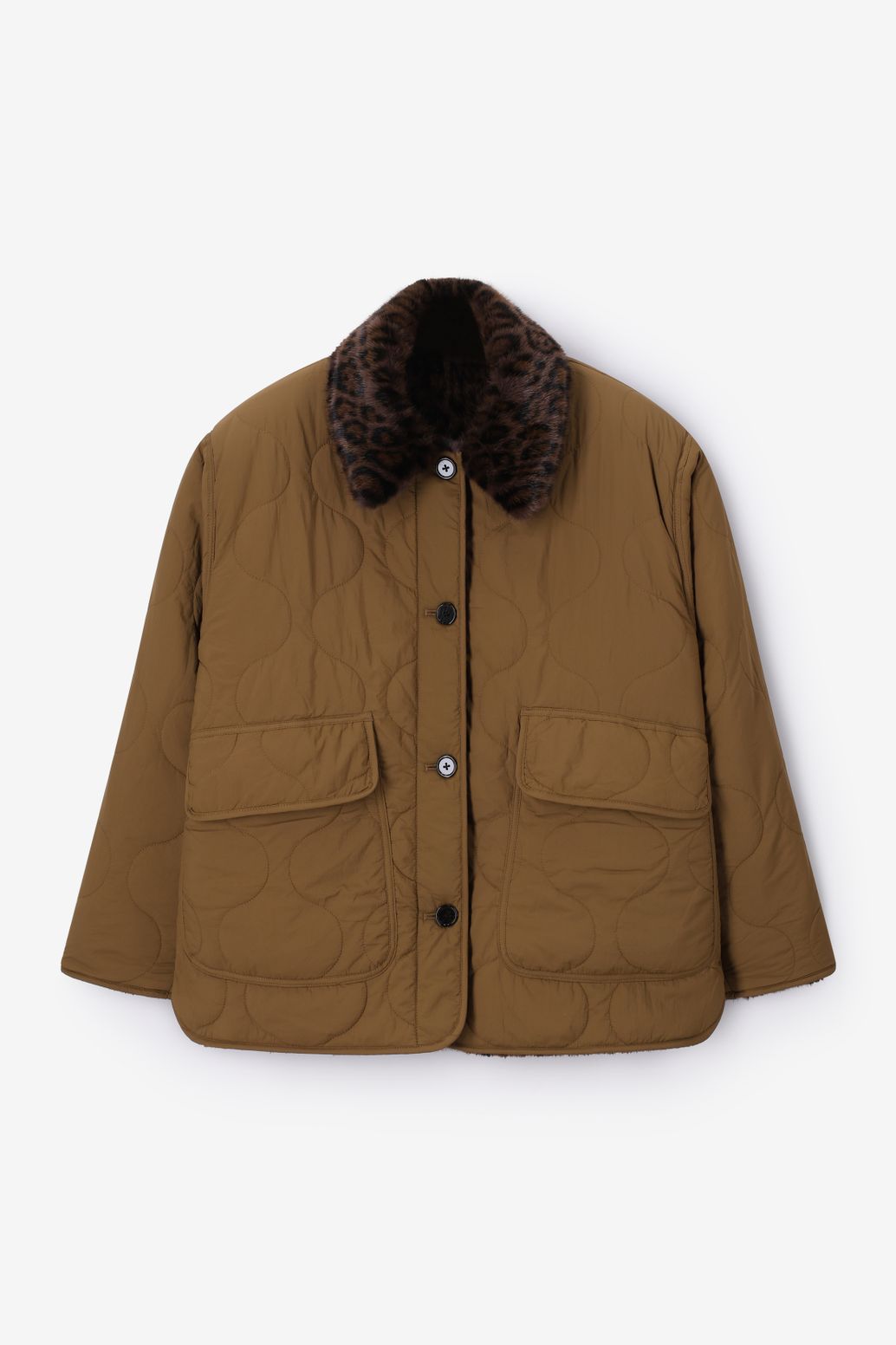 Donkerbruine reversible faux fur jas