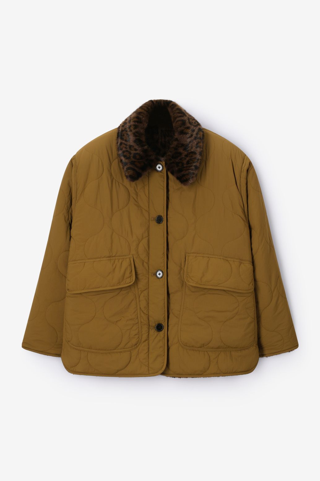 Veste réversible en fausse fourrure - marron foncé